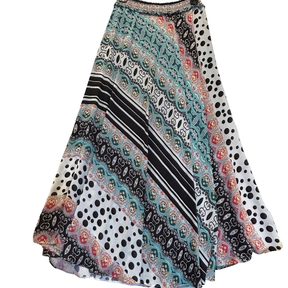 V Christina Floral Paisley Print Long Skirt S